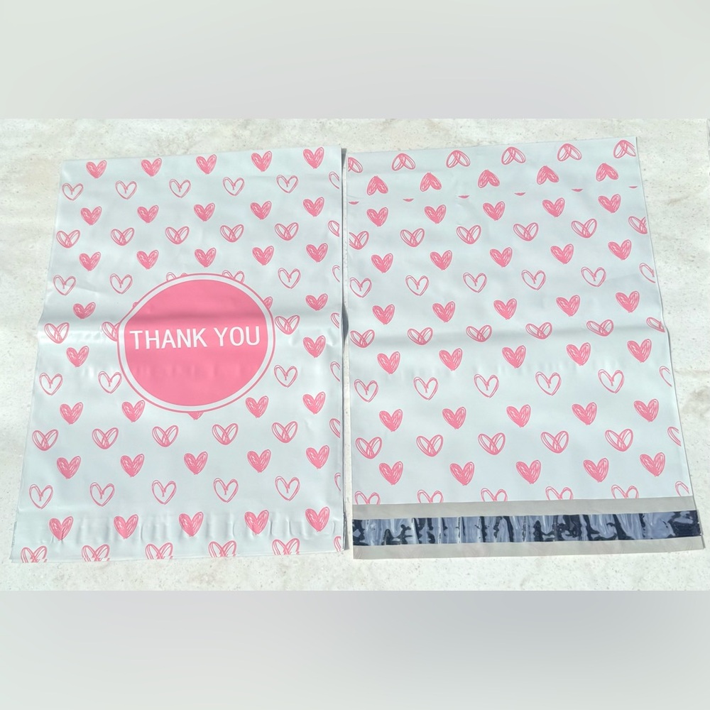 Pink Heart Thank You Polymailers